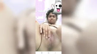 GF Spreading Pussy Wide Open For Boyfriend Close Up View