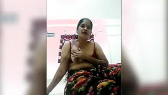 Mature Desi Wife Playing With Her Big Tits At Home Alone