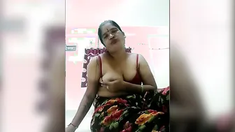 Mature Desi Wife Playing With Her Big Tits At Home Alone
