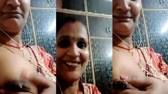 Married Bhabhi Exposing Her Heavy Milky Boobs For Lover At Home