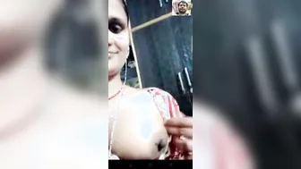 Married Bhabhi Exposing Her Heavy Milky Boobs For Lover At Home