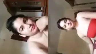 Curvy Bengali Wife Revealing Her Massive Natural Tits At Home