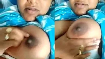 Horny Bhabhi Squeezing Her Milky Boobs For The Camera At Home
