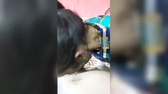 Married Indian Wife On Her Knees Giving Hubby A Wet Blowjob