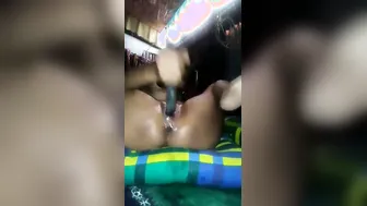 Horny Babe Stuffing Fat Torch Deep Inside Her Dripping Pussy