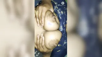 Recording My Horny Wife Playing With Her Big Tits In Bed
