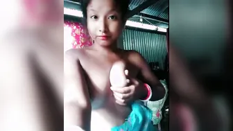 Assamese Wife Squeezing Her Milky Breasts During Video Call