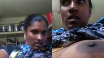 Telugu Housewife Teasing With Her Huge Tits During Video Call