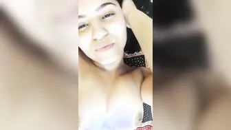 Sexy Delhi Babe Showing Off Her Perky Tits In Bedroom Selfie