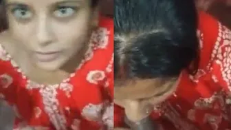 Horny Housewife Sucking Her Man Wearing Nighty Before Bedtime