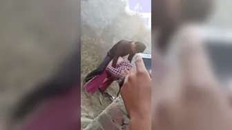 Bending Her Over And Fucking Her From Behind In The Outdoors