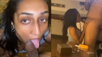 Sri Lankan GF Deepthroating Big Dick Like A Real Slut