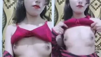 Young Kashmiri Babe Flashing Her Perky Tits In Bedroom Secretly