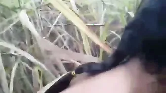 Tribal GF Riding My Dick Outdoors Under The Trees At Night