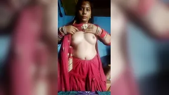 Newly Married Wife Showing Off Her Perfect Tits On Wedding Night