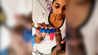 Cute GF Oiling His Dick Before Riding Him In Bedroom