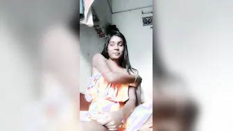 Shy GF Exposing Her Natural Tits On Webcam For Lover