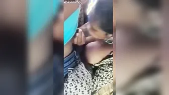 Busty GF Blowing Him Under The Open Sky In Village
