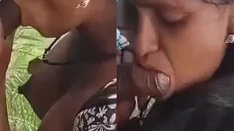 GF Giving Sloppy Blowjob Outdoors In Public Place