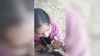 Indian Slut Giving Roadside Head Behind The Trees In The Evening