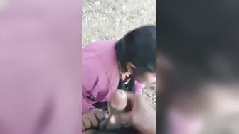 Indian Slut Giving Roadside Head Behind The Trees In The Evening