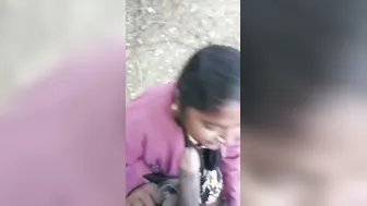 Indian Slut Giving Roadside Head Behind The Trees In The Evening