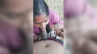 Indian Slut Giving Roadside Head Behind The Trees In The Evening