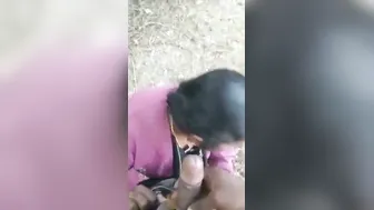 Indian Slut Giving Roadside Head Behind The Trees In The Evening