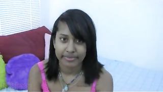 Non-professional model plays with a fake penis in a solo sex video discharges