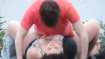 Cumbrous angel enjoys outdoor sex and gets her large butt screwed