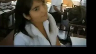 Hot college girl gets fucked in the classroom by her boyfriend