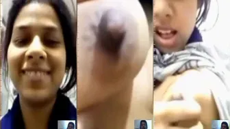 Sexy Indian Babe Flashing Her Big Tits During Video Call Chat