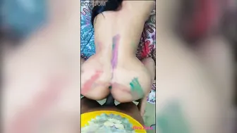 Aunty Caught On Hidden Cam Celebrating Holi Getting Naughty