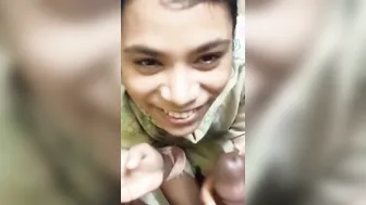 Cute GF Taking Hot Facial From Boyfriend After Blowjob