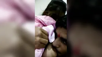 Boyfriend Sucking Her Perfect Tits During Late Night Session