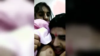 Boyfriend Sucking Her Perfect Tits During Late Night Session