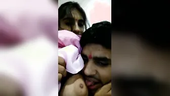 Boyfriend Sucking Her Perfect Tits During Late Night Session