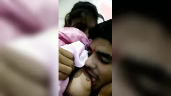 Boyfriend Sucking Her Perfect Tits During Late Night Session