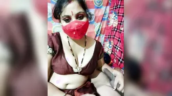 Indian Wife Stroking And Teasing Her Man's Hard Cock On Cam