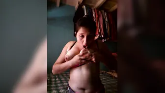 Horny Desi Babe Squeezing And Playing With Her Huge Boobs