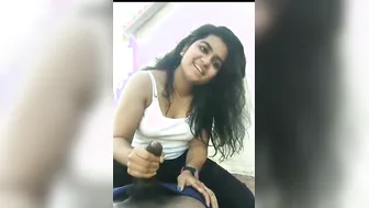 Chubby GF Jerking Off Her Boyfriend On Hidden Cam