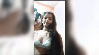 My GF Nervously Stripping And Revealing Her Tits To Me