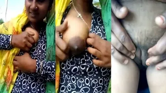 Village Girl Stripping Naked Revealing Her Hairy Pussy Outdoors