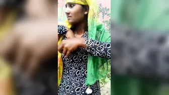Village Girl Stripping Naked Revealing Her Hairy Pussy Outdoors