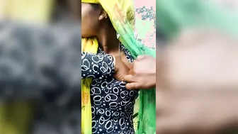 Village Girl Stripping Naked Revealing Her Hairy Pussy Outdoors