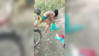 Village Babe Filmed Topless After Getting Fucked In Hidden Spot
