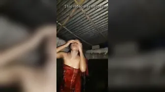 Young Village Babe Stripping Naked While Bathing For Boyfriend