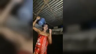 Young Village Babe Stripping Naked While Bathing For Boyfriend