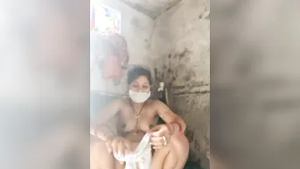 Pregnant Village Wife Stripping Down Naked In The Bathroom