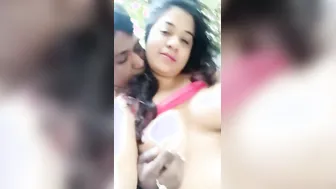 Busty Bengali Babe Squeezing Her Huge Tits Outdoors Feeling Wild